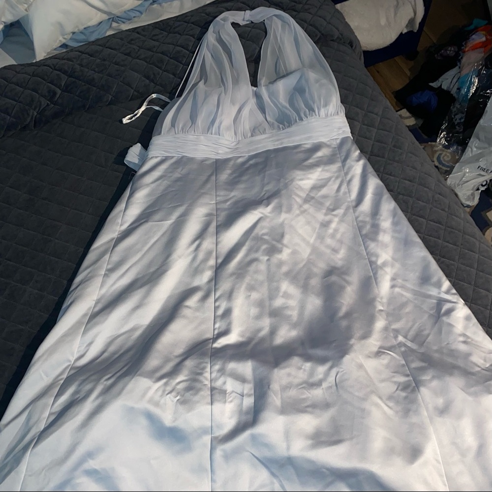 Light Silver Halter Style Top Formal Dress